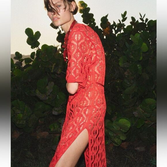 Zara long fringed open knit tunic - Picture 5 of 8